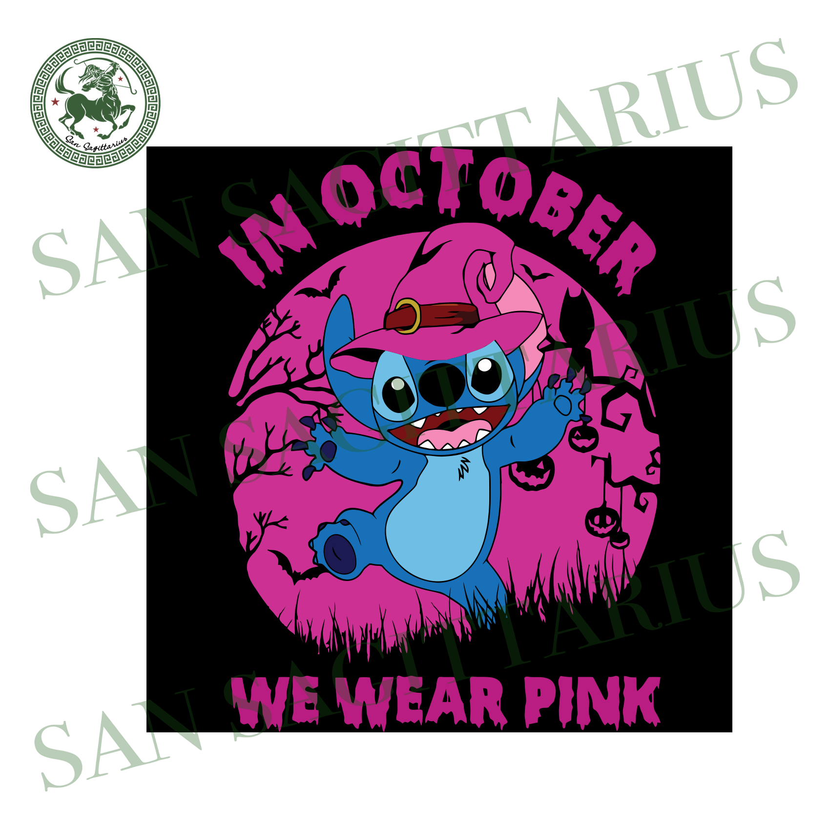 Download Stitch In October We Wear Pink Halloween Svg Happy Halloween Hallow San Sagittarius