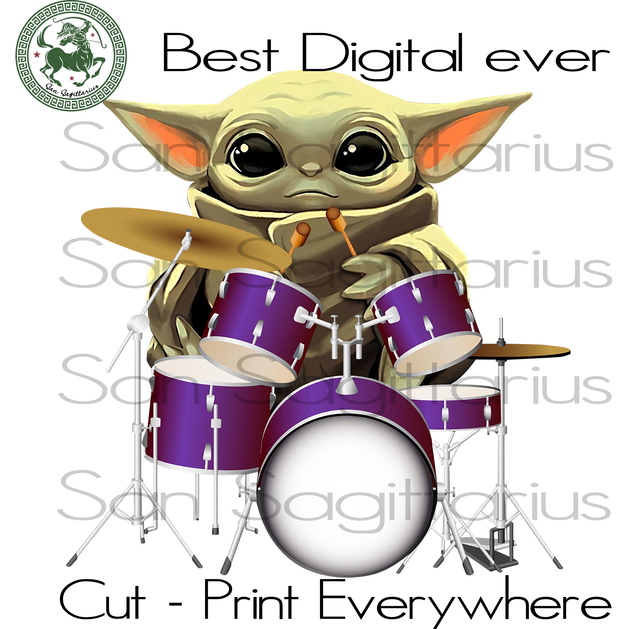 Download Baby Yoda Star Wars Drummer PNG Music Lover Yoda Shirts ...