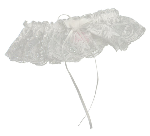 Elegant White Bridal Lace & Satin Ribbon Garter Belt | Naughty Bitz