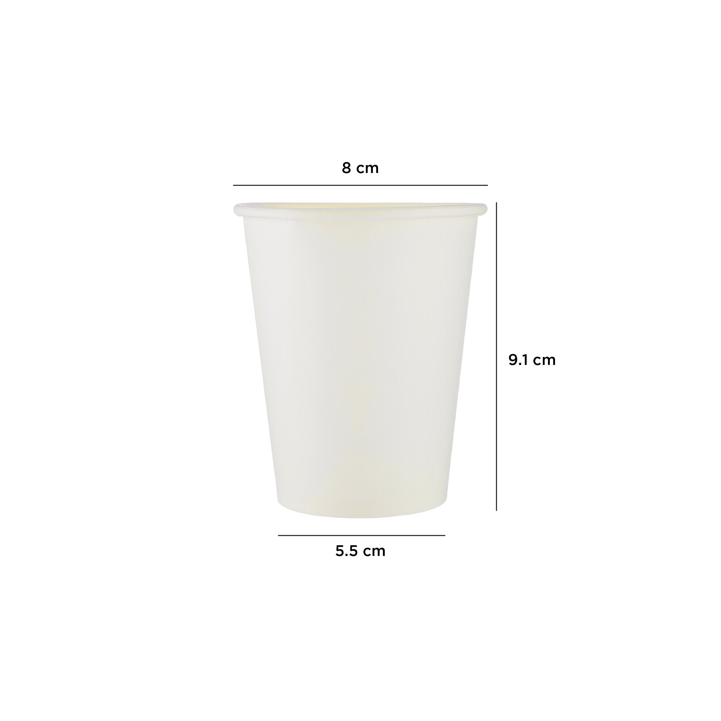 1000 Pieces 8 oz White Single Wall Paper Cups