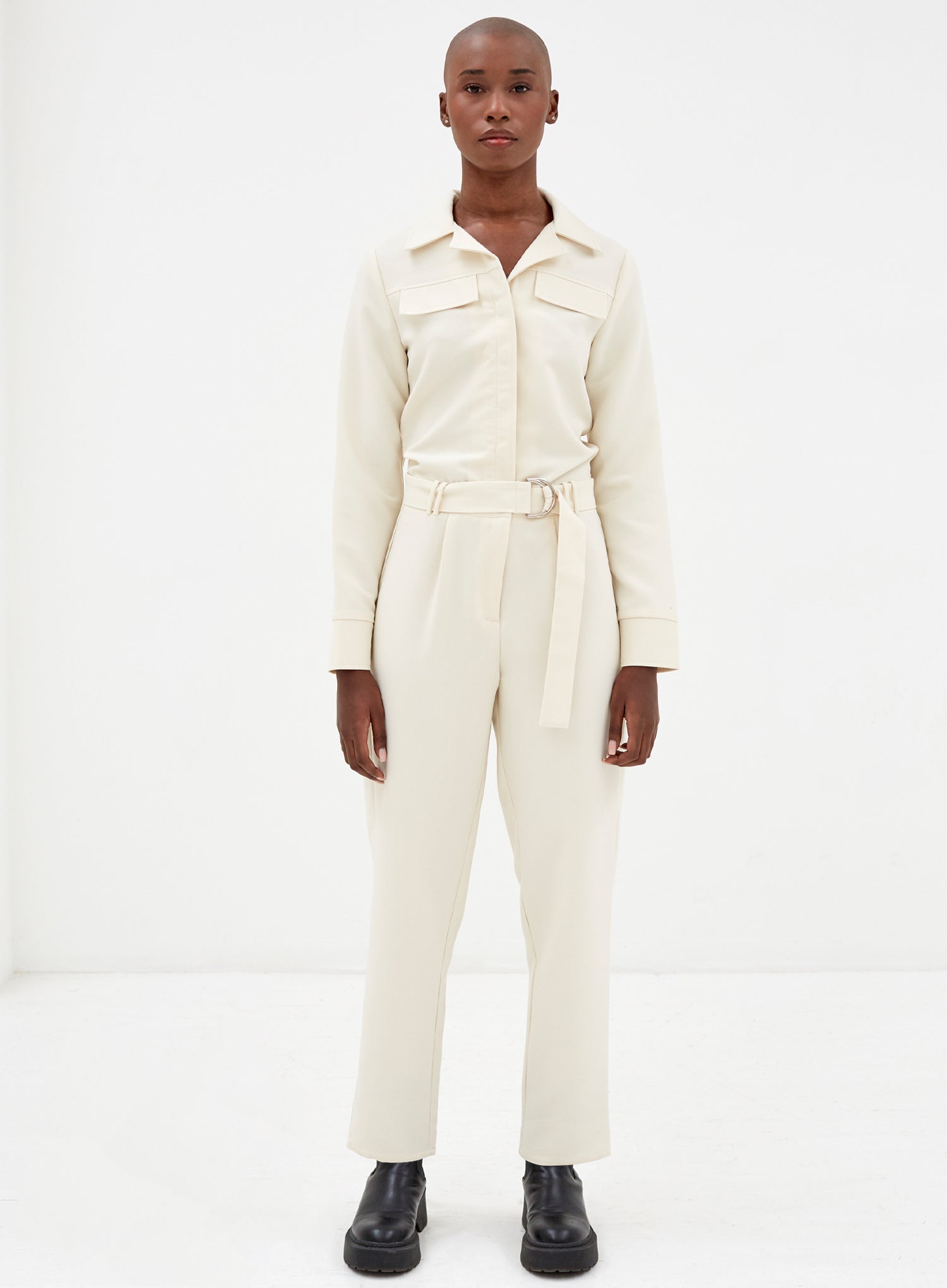 Women's Cream Belted Jumpsuit | Mabel | 4th & Reckless