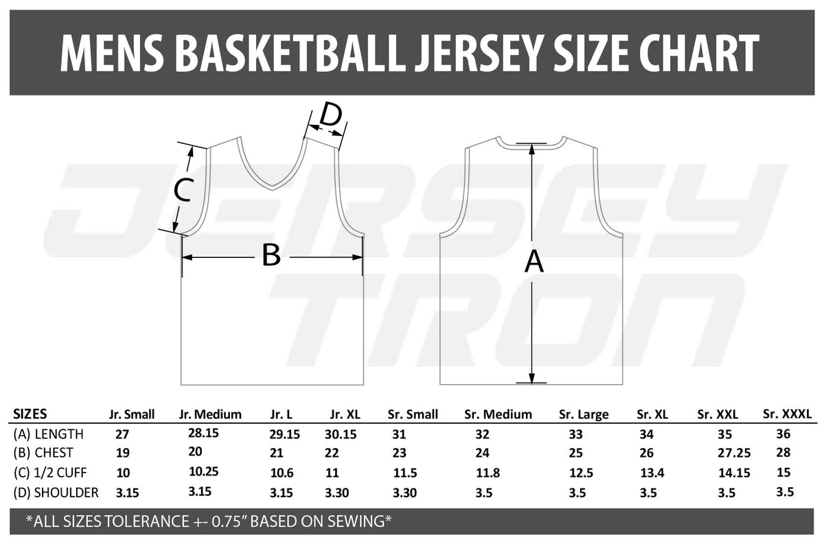 basketball jersey measurements