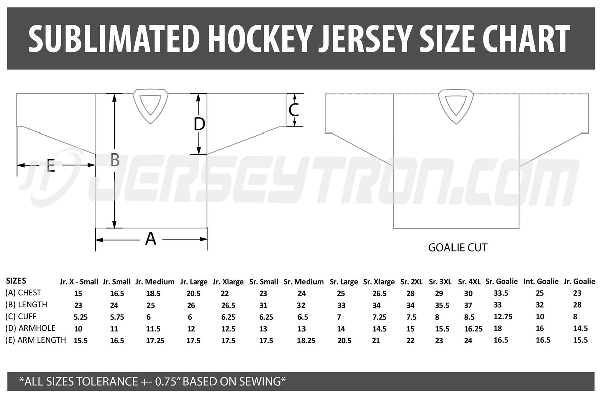 hockey jersey number size