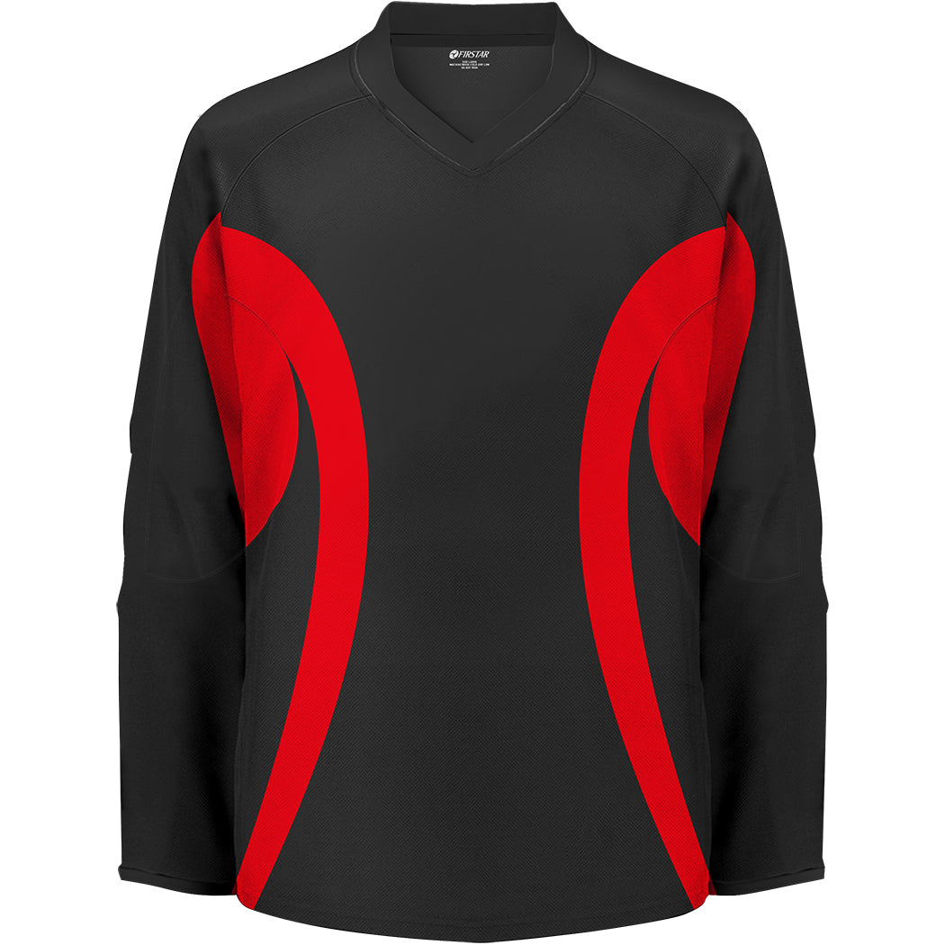 black and red hockey jersey