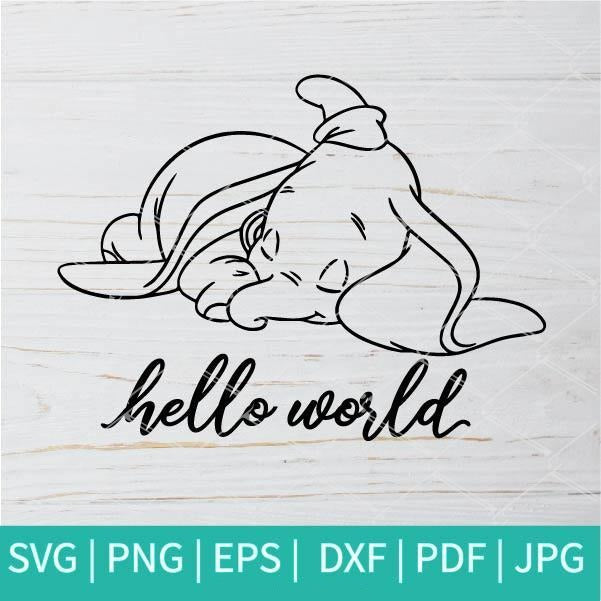 Download Hello World Svg Dumbo Disney Svg Little Elephant Svg