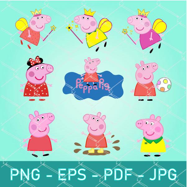 Peppa Pig Clipart Bundle | Princess Peppa Pig Clipart ...