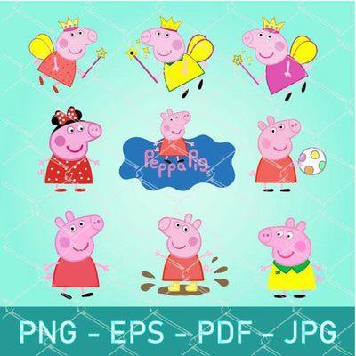 Download Peppa Pig Clipart Bundle Princess Peppa Pig Clipart Vector Cartoon