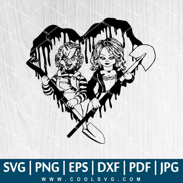Download Chucky And Tiffany Svg Horror Svg Chucky Black And White Blood B