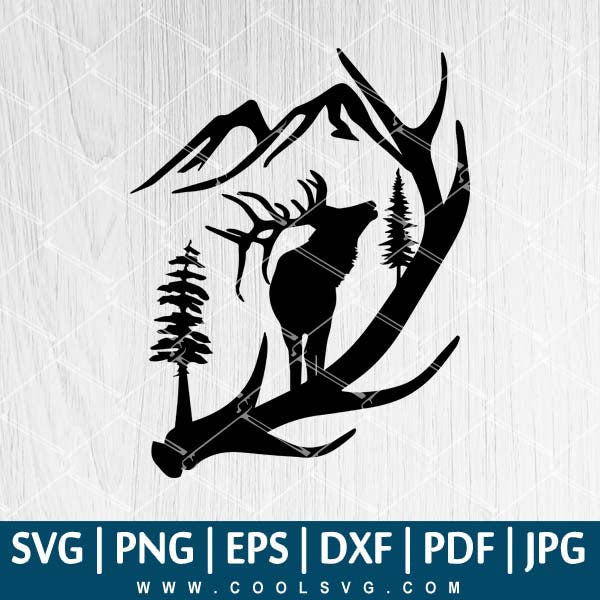 Download Elk Svg Elk Antler Scene Svg Antler Svg Mountain Svg Elk Antle