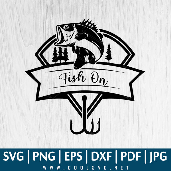 Fish on Line SVG, Fishing SVG, Great for Sublimation, Cricut, Silhouet