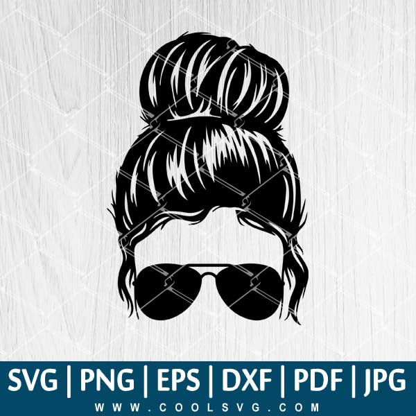 Download Messy Bun With Glasses SVG - Messy Hair Bun SVG - Messy ...