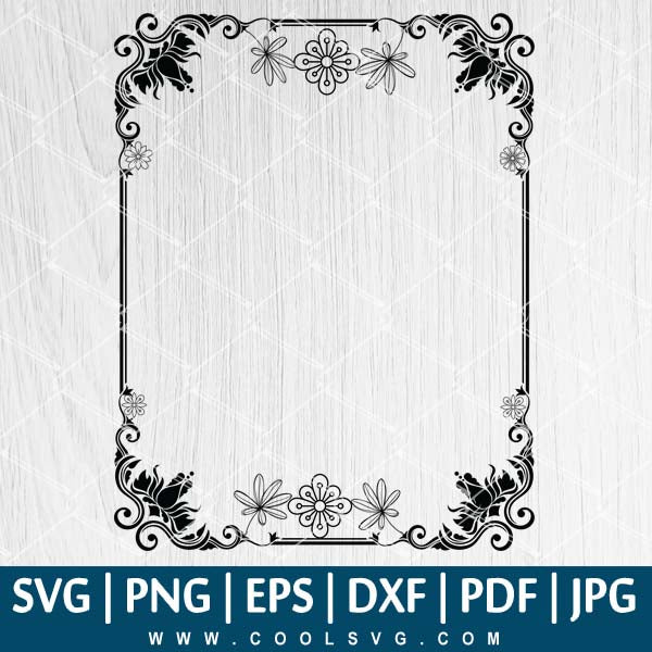 Download Vintage Frame Svg Frame With Flowers Picture Frames Rectangle Fr