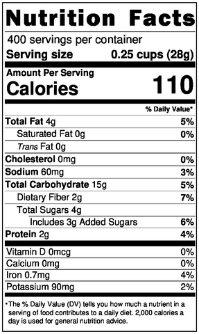 Nutrition Label for Dark Chocolate Granola