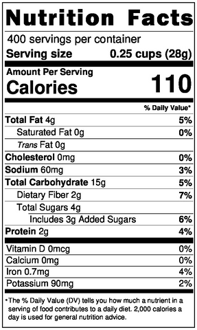 Nutrition Label for Cinnamon Granola