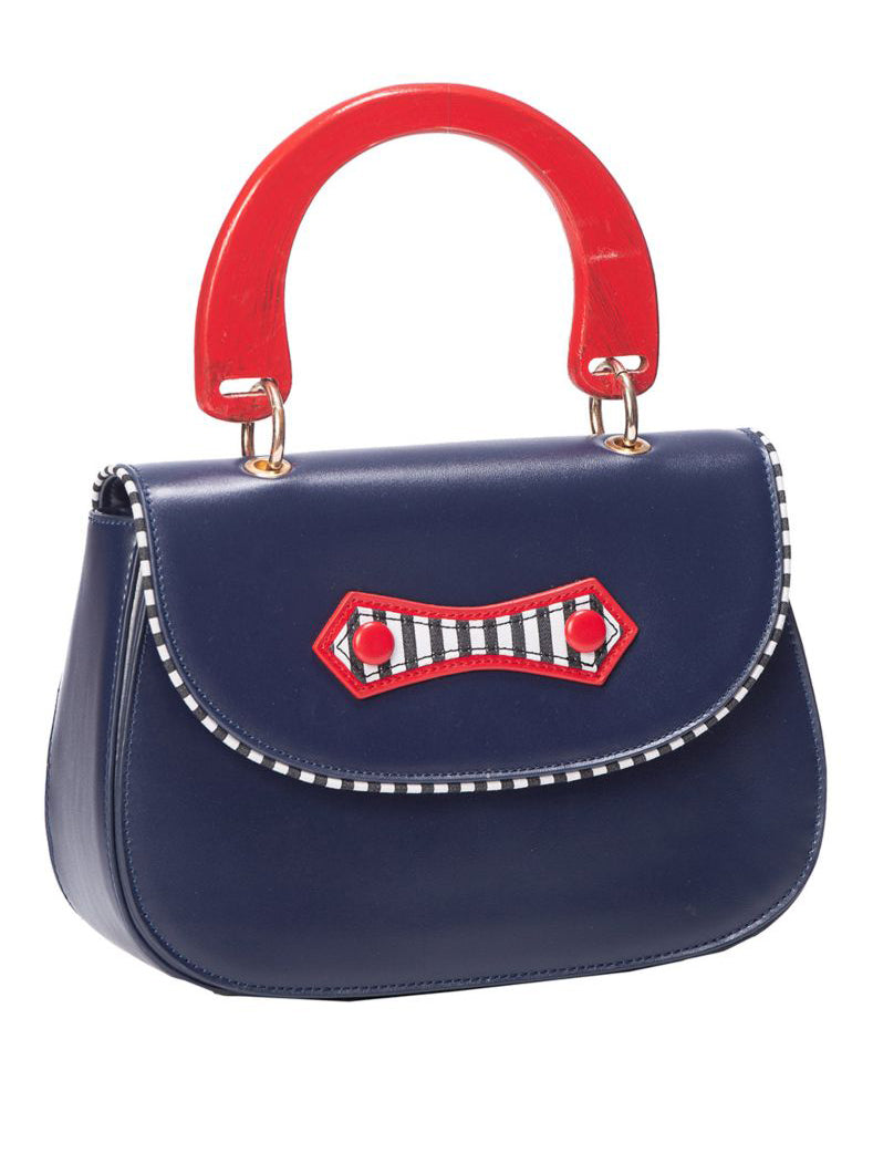 50s Boats Against The Current Bag - Red and Navy