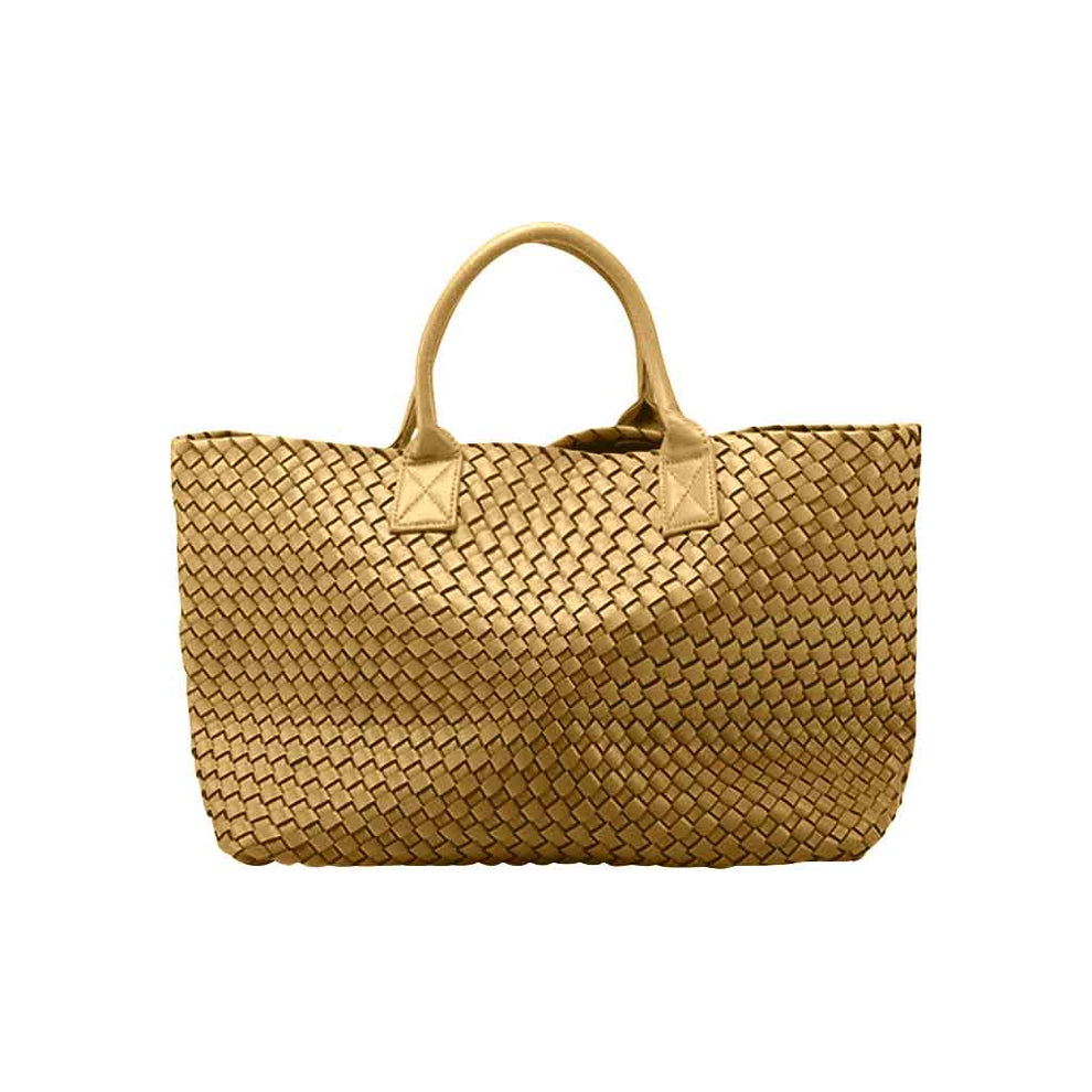 The Nicola Weave Tote Bag in gold – WorthAMillion