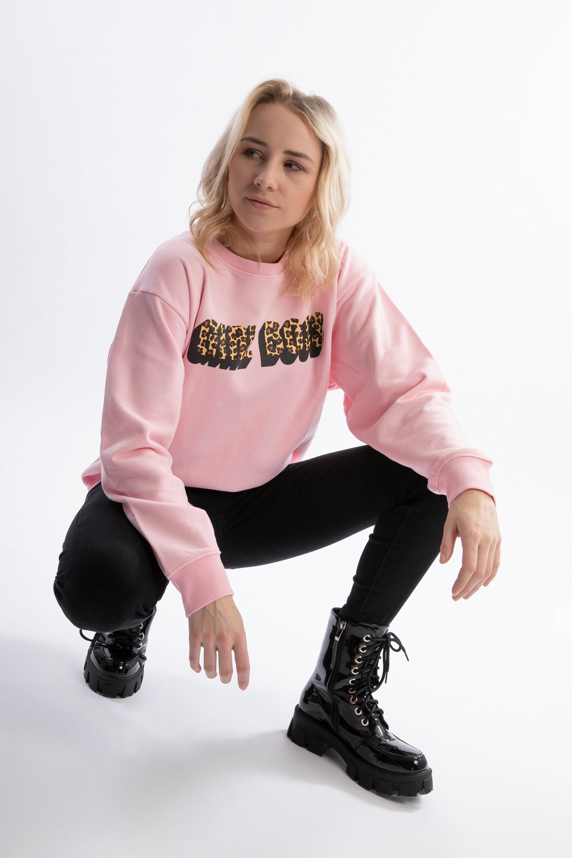 just a girl boss building her empire sweet pink/leopard - sweater - n i n e   l e m o n s product image