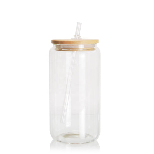 Beer Glass Bamboo Lid Straw Wholesale