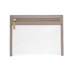 Clarity Clutch Large - Large Clutch | Large Flat Makeup Bag | Truffle