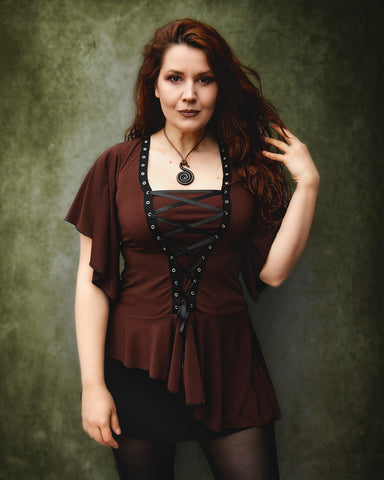 Victorian, Meli Hoppe, Gothic, Boho, Medieval, Steampunk, Nordic, Brown, Walnut, Corset