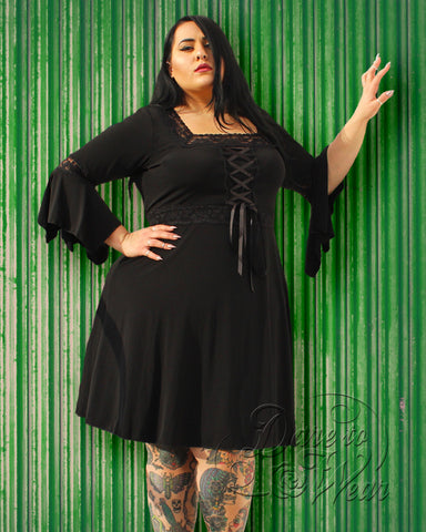 Ashley wearing Dare Fashion Renaissance Corset Dress in Black