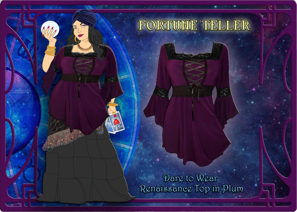 Fortune Teller Costume using Dare Fashion Renaissance Corset Top in Plum