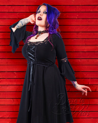 Dare Fashion Vampire Costume featuring Black Renaissance Corset Dress