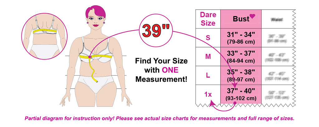 Dare Fashion One Measurement Size Diagram