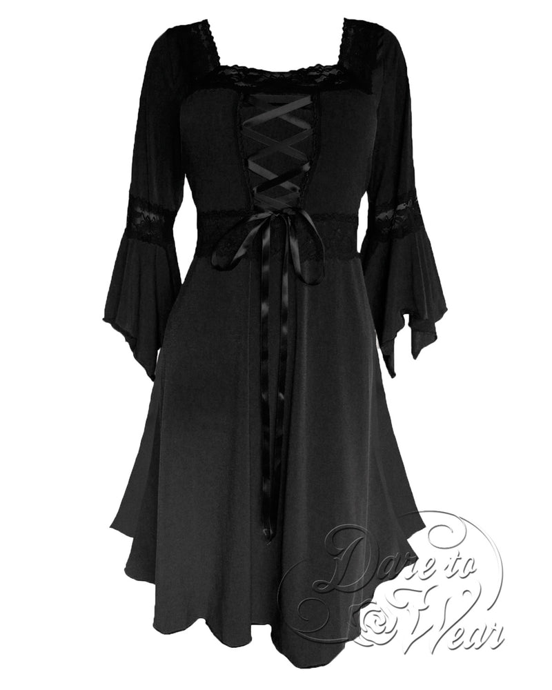 Renaissance Dress in Black | Dark Raven Victorian Gothic Corset Gown ...