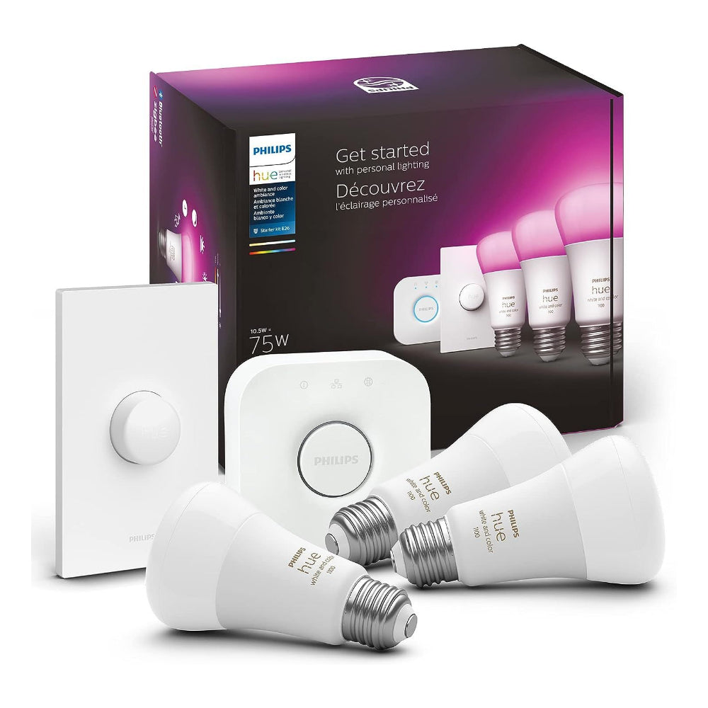 Philips Hue White and Colour Ambiance Wireless Lighting LED Starter Kit