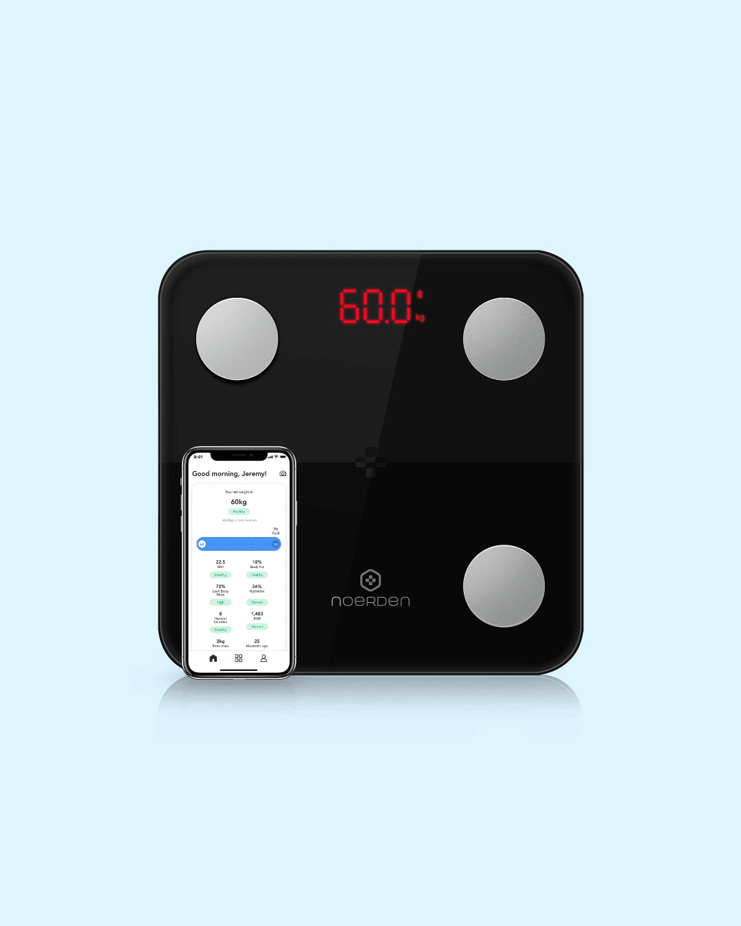 Noerden Minimi Smart Body Fat Scale with Bluetooth Detailed Body  Composition Analysis, Black