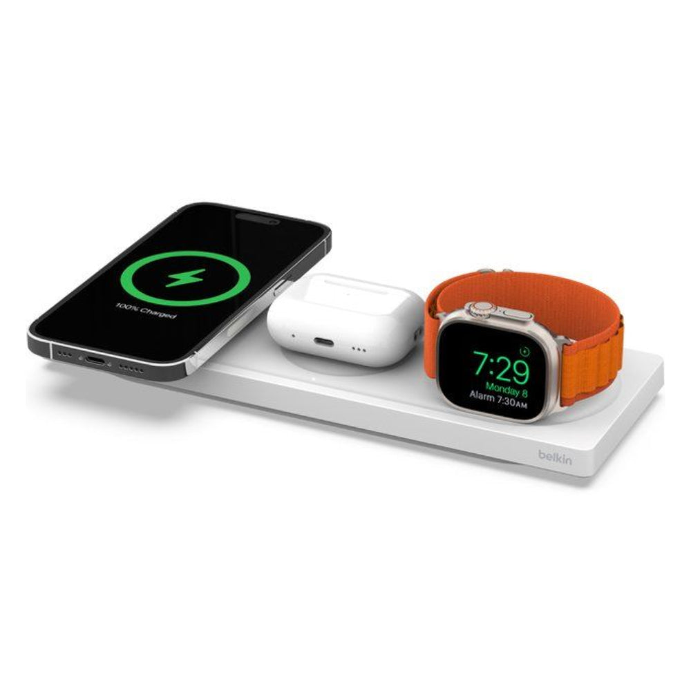 Best for Apple Ecosystem Users: Belkin Boost Charge Pro 3-in-1 Wireless Charging Pad with MagSafe