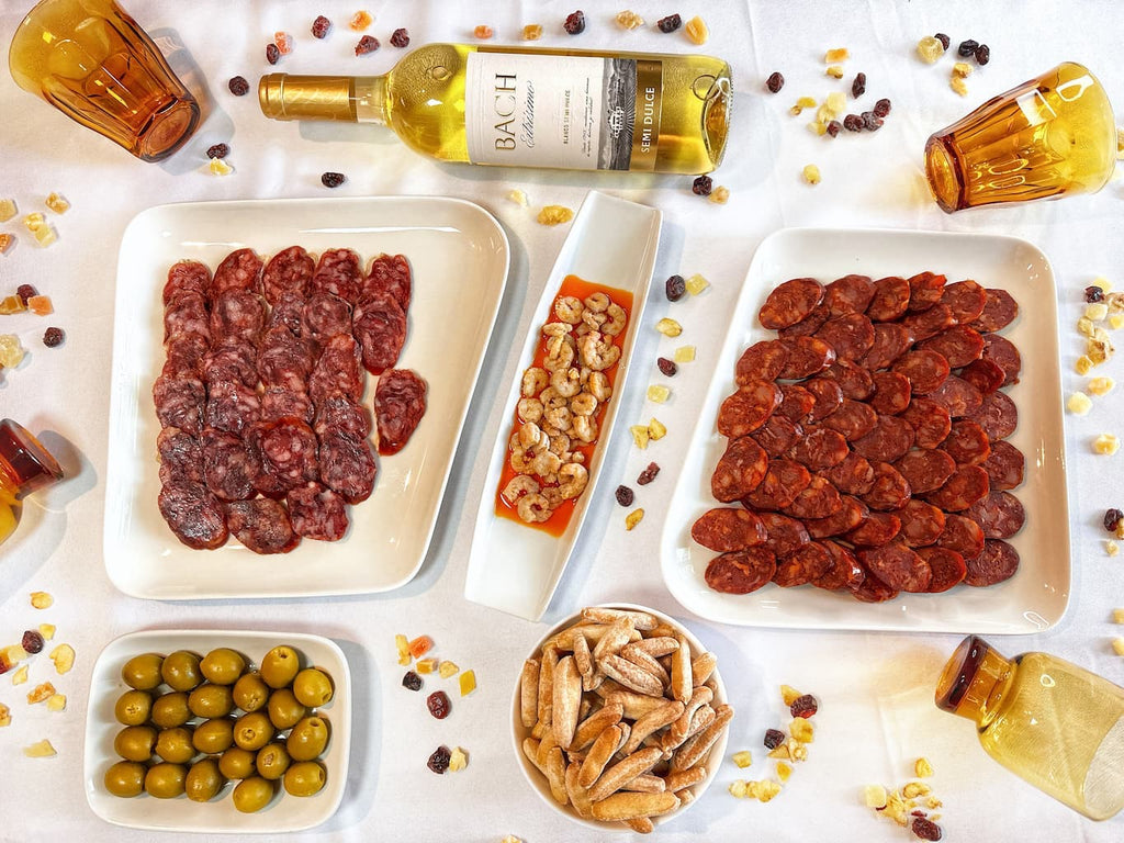 La box a tapas Juin aperitif espagnol apero olives vin blanc crevettes gressins