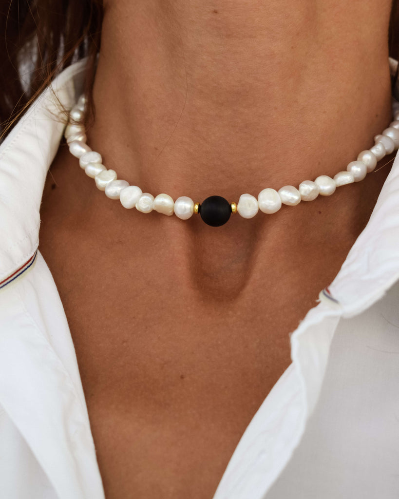 Natural Pearl Necklace Love and Stars Jewels Everyday Necklace