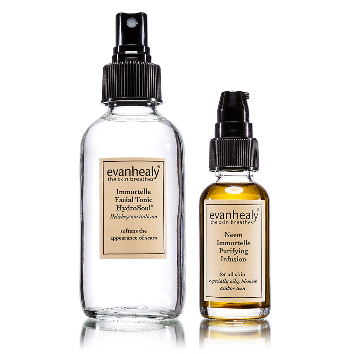 evanhealy Immortelle Facial Tonic HydroSoul and Neem Immortelle Purifying Infusion