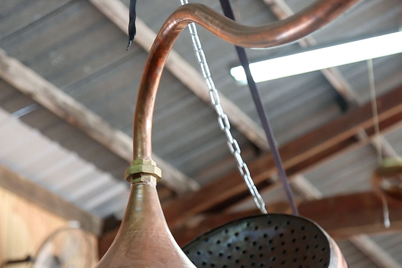 copper alembic still used for hydrosol distillation