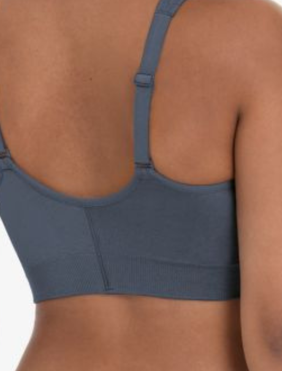 Anita Lynn Front Fastening Wire Free Bilateral Mastectomy Bra, Sky Grey | Grey Front Closure Mastectomy Bra