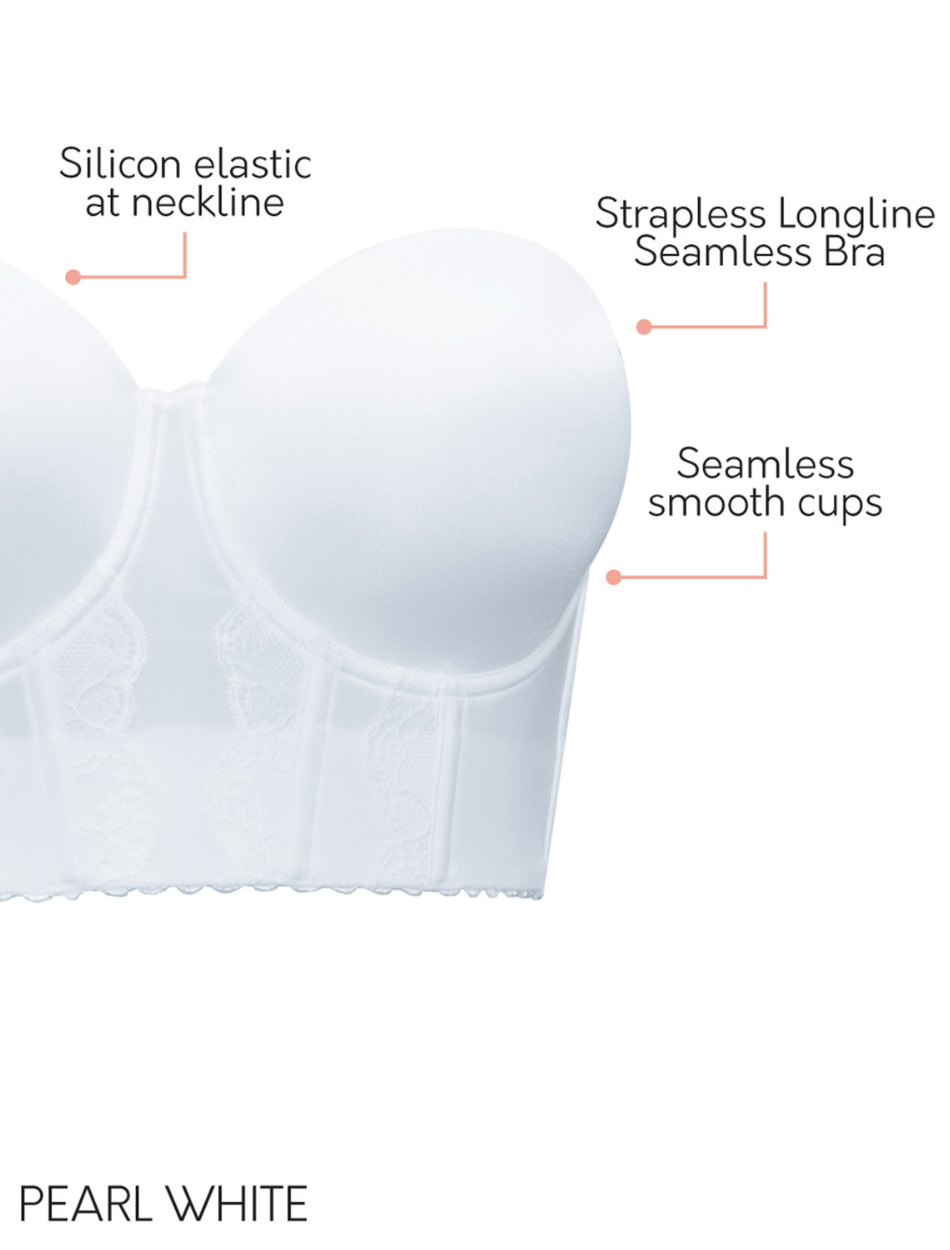 Parfait Elissa Longline Strapless Bustier, White| White Strapless Bustier | Parfait Elissa Longline Strapless Bra White