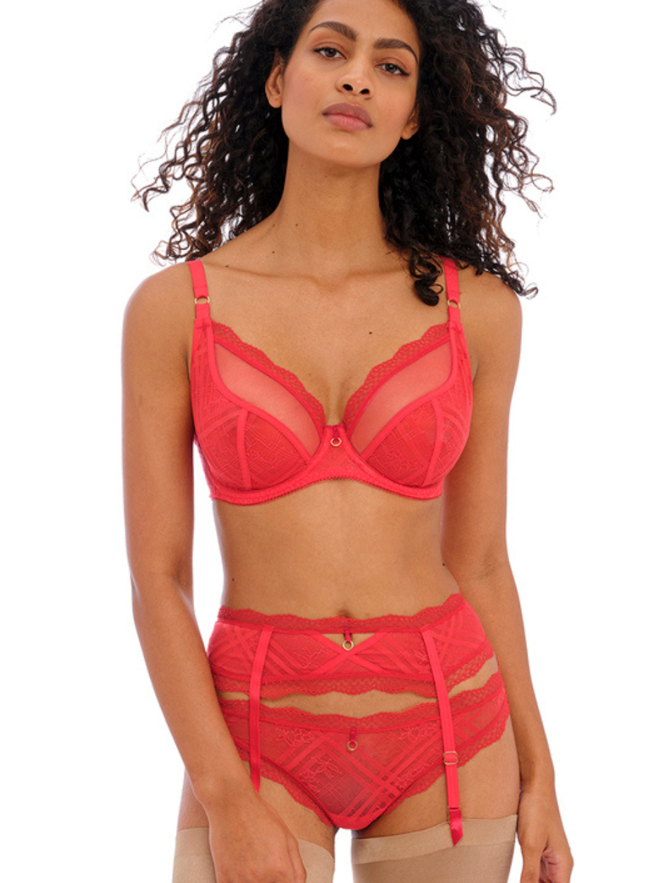 Freya Fatale Bra Underwire Plunge Bra in Chilli Red | Red Plunge Bras