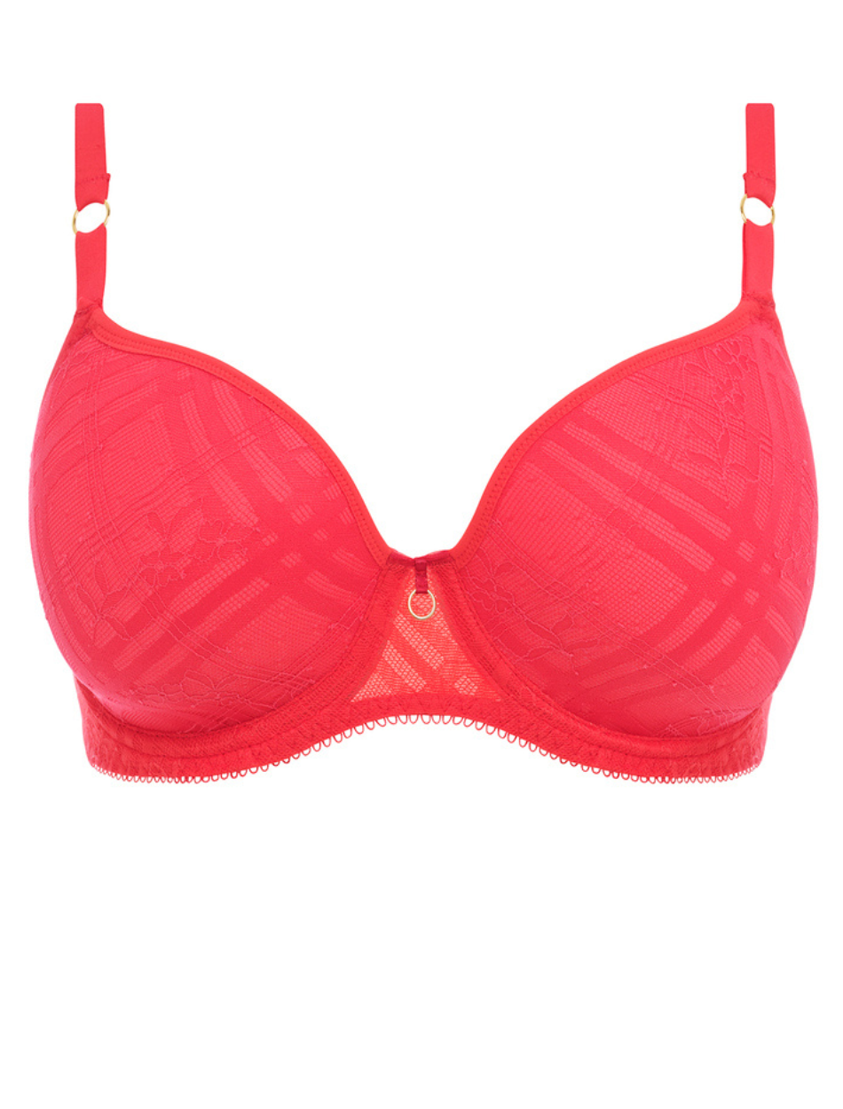 Freya Fatale Molded Bra Underwire Plunge Bra in Chilli Red | Red Molded Plunge T-Shirt Bra Bras