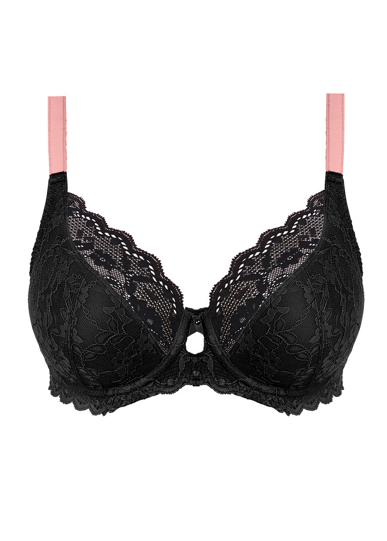 Freya Offbeat Underwire Plunge Bra, Black | Black Offbeat Bra