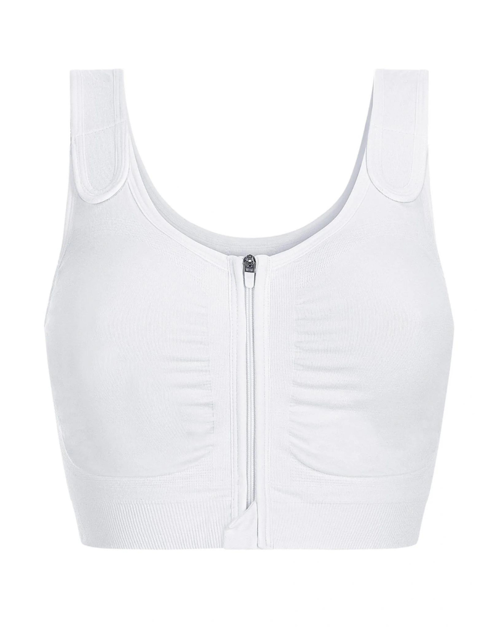 Amoena Leyla Seamless Post Surgical Wire-Free Bra, White | White Amoena Post Surgery Bra