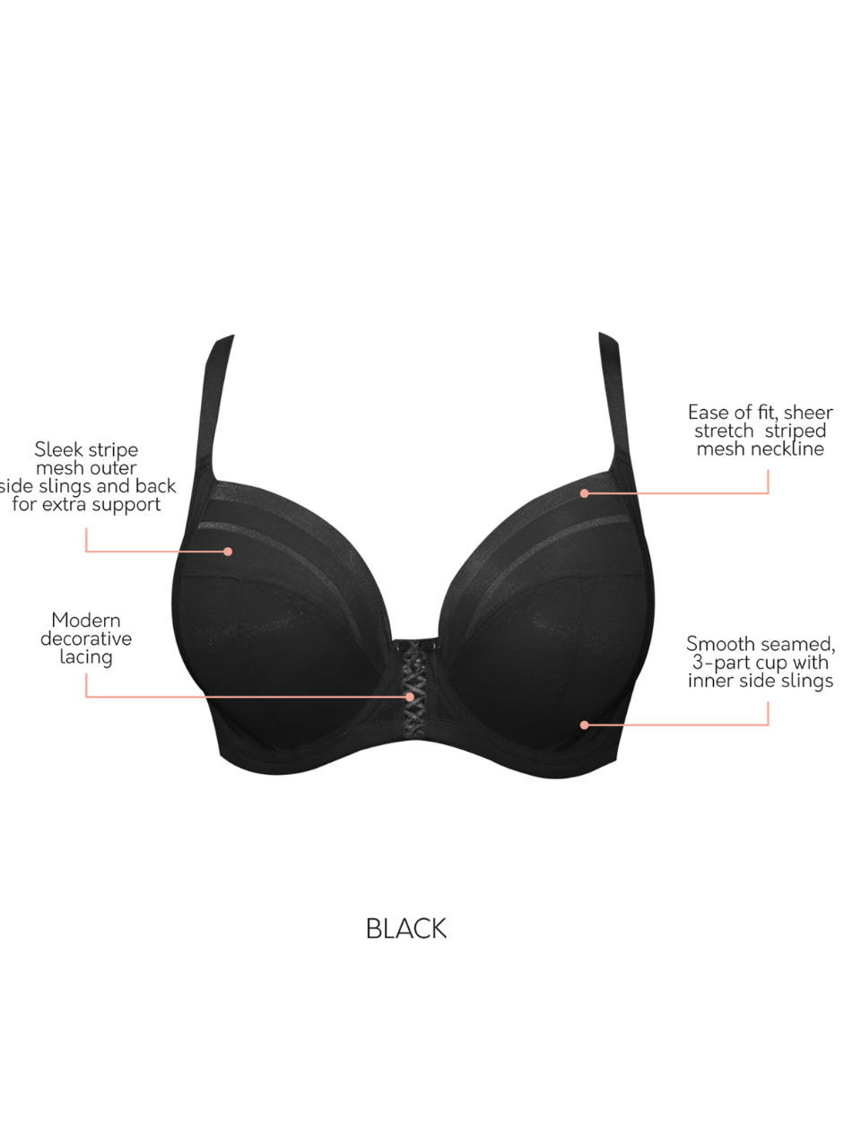 Parfait Shea Plunge Bra Underwired Unlined Bra, Black | Black Parfait Plunge Bra