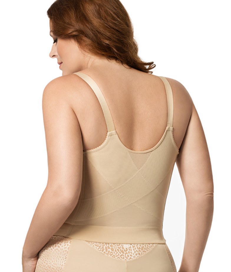 Elila Jacquard Front Hook Posture Longline Softcup, Nude