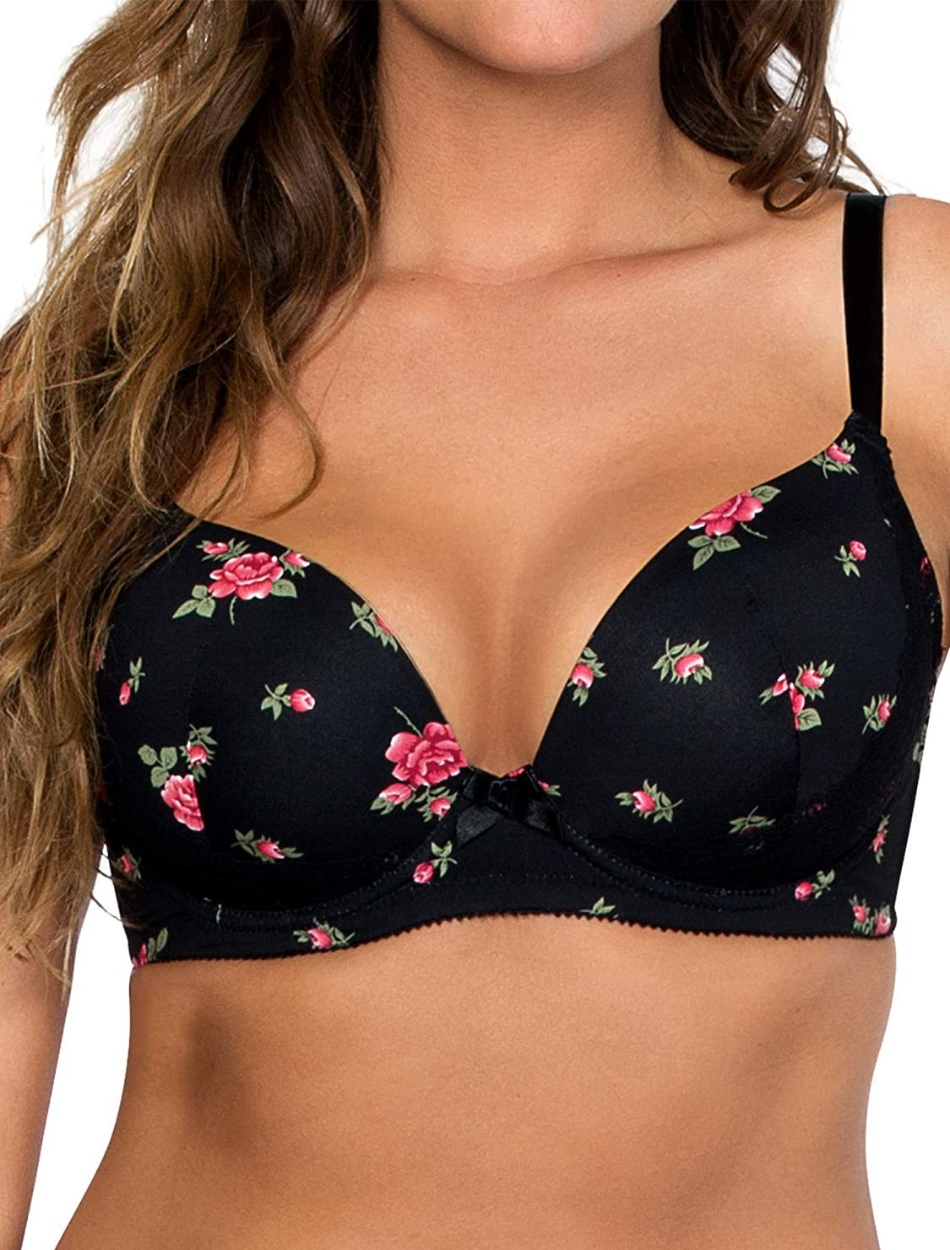 Parfait Casey Plunge Molded Underwire Bra, Black/Rose print | Parfait Casey Black Rose | Floral Parfait Casey