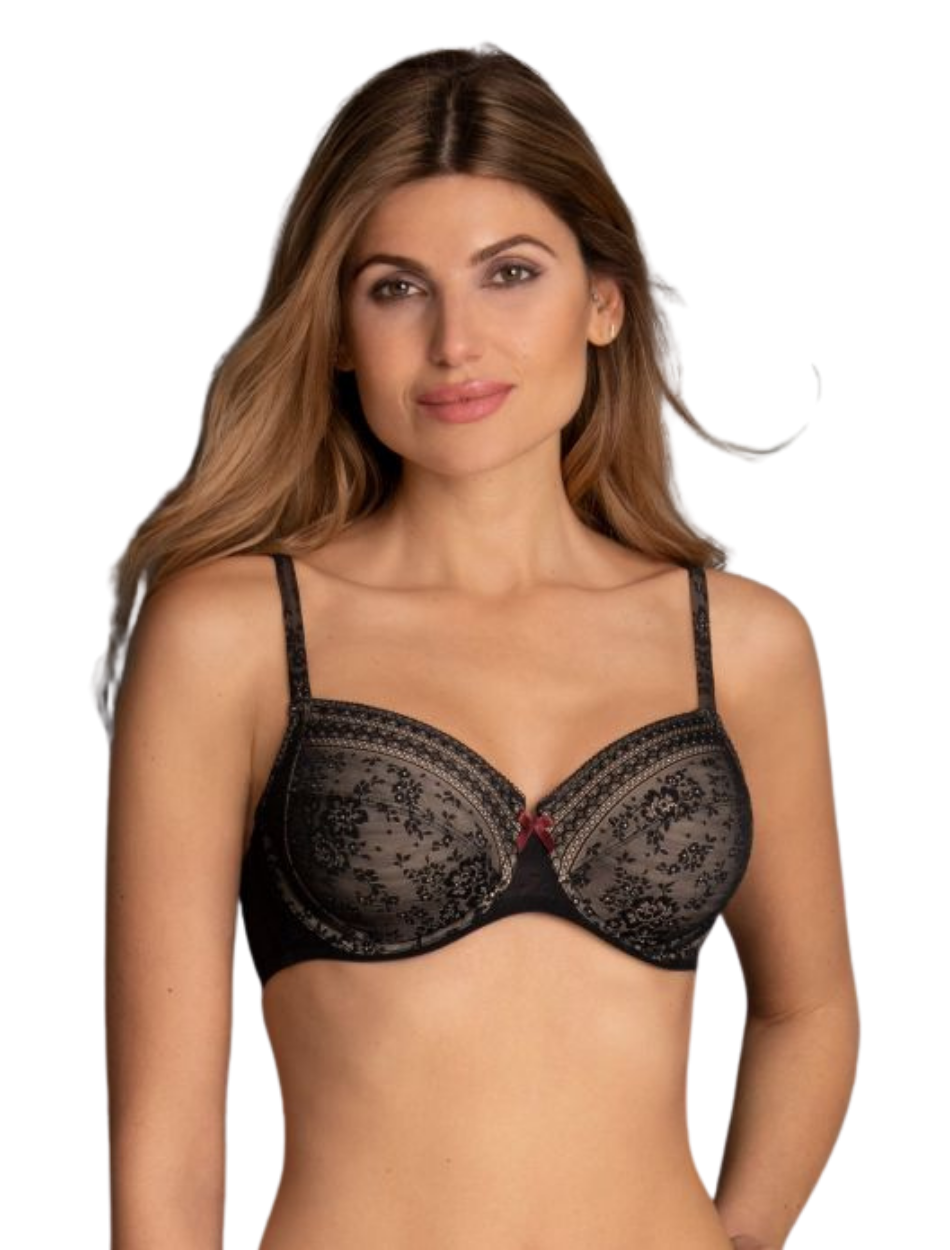 Anita Rosa Faia Fleur Underwire Side Support Bra, Black