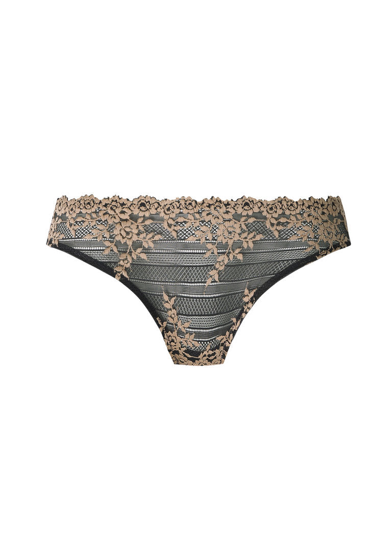 Wacoal Embrace Lace Bikini Panties, Ebony / Shifting Sand