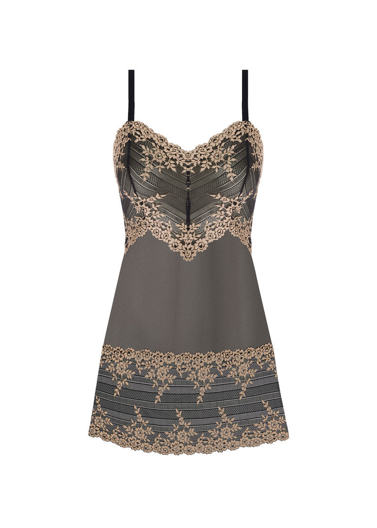 Wacoal Embrace Lace Chemise, Ebony / Shifting Sand