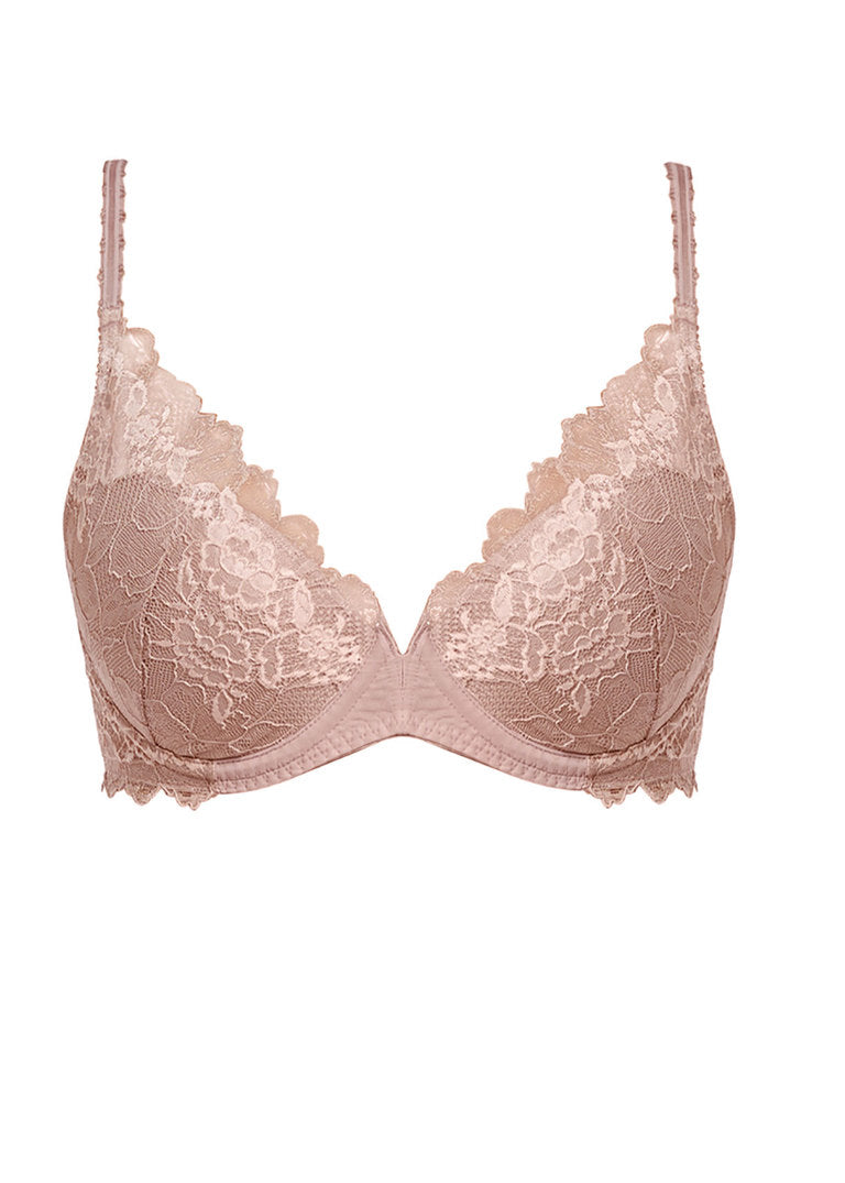 Wacoal Lace Perfection Plunge Push Up Bra, Rose Mist