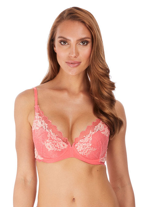 Wacoal Lace Perfection Plunge Push Up Bra, Strawberry Ice